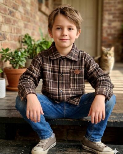 Сорочка в клітинку коричнева